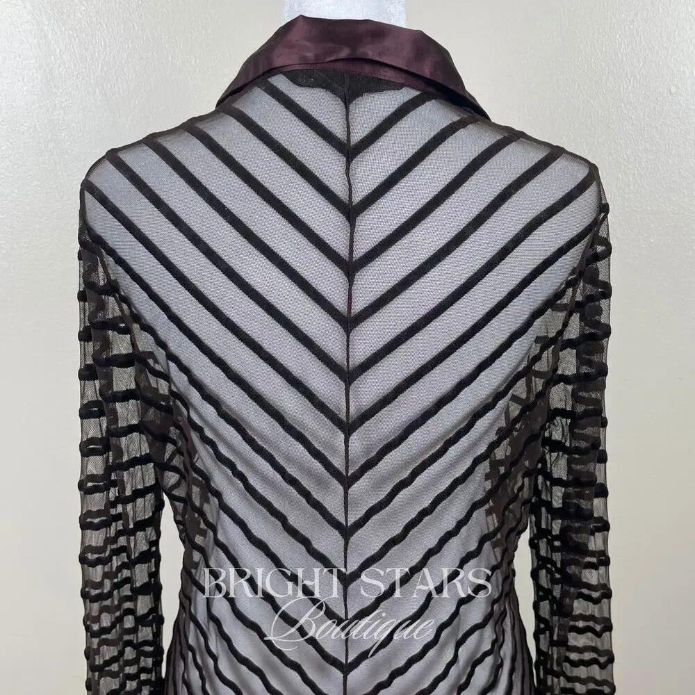 Super Rare Brown Sheer Stripe Top ASO Cordelia Chase Buffy The Vampire Slayer